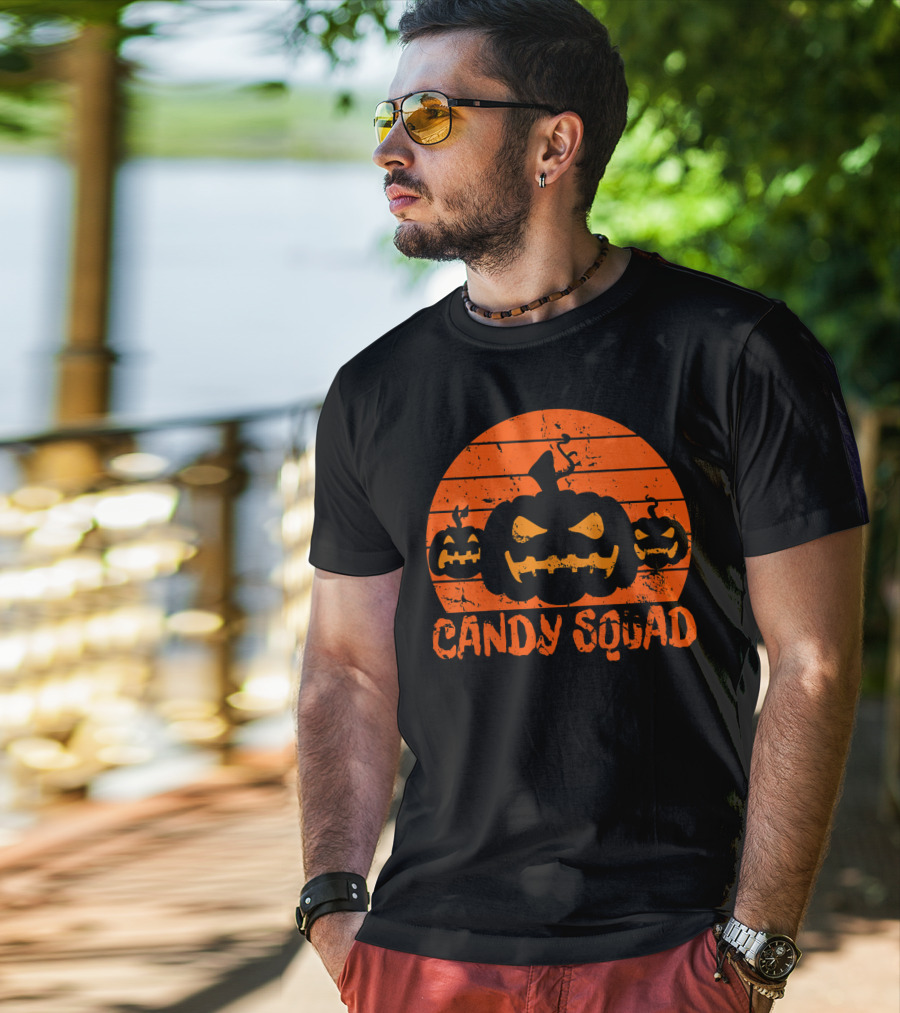 Candy Squad Scary Pumpkin Trick Halloween T-Shirt