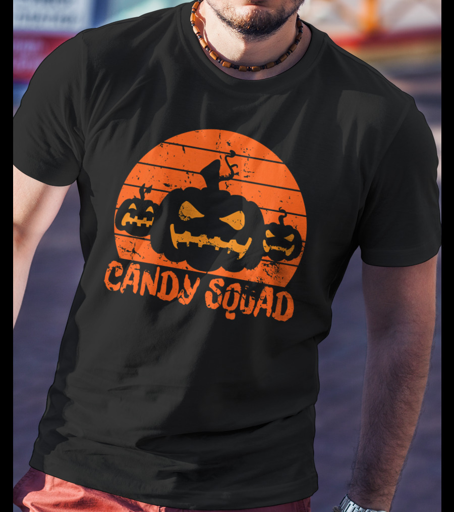Candy Squad Scary Pumpkin Trick Halloween T-Shirt
