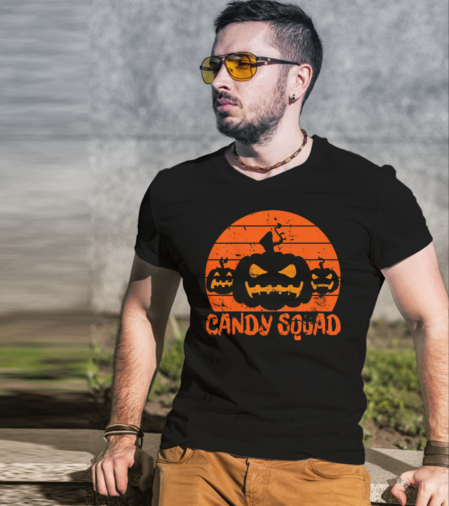 Candy Squad Scary Pumpkin Trick Halloween T-Shirt