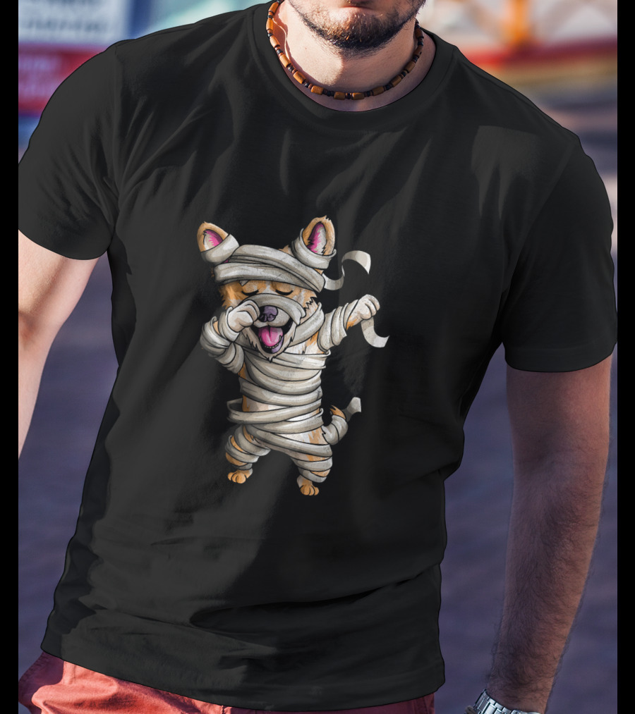 Cute Halloween Mummy Corgi Dabbing T-Shirt