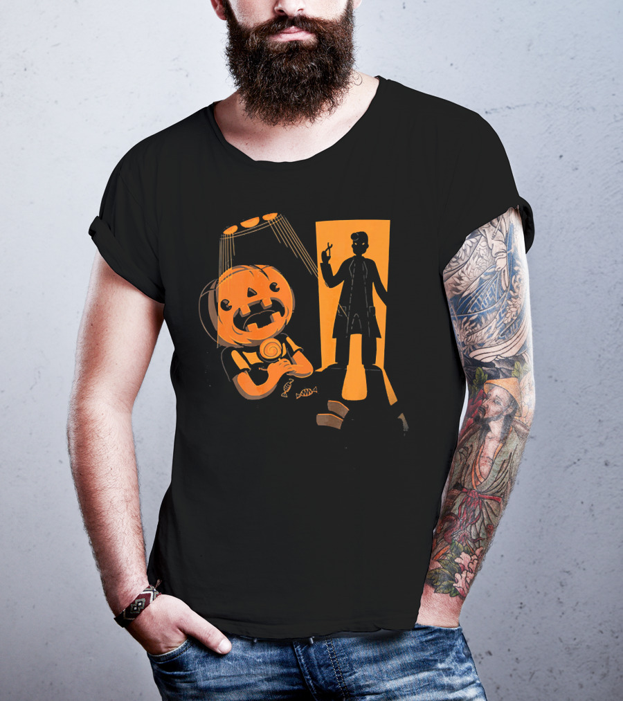 Dentist Halloween Horror Pumpkin Patient Dental Hygienist Shadow T-Shirt