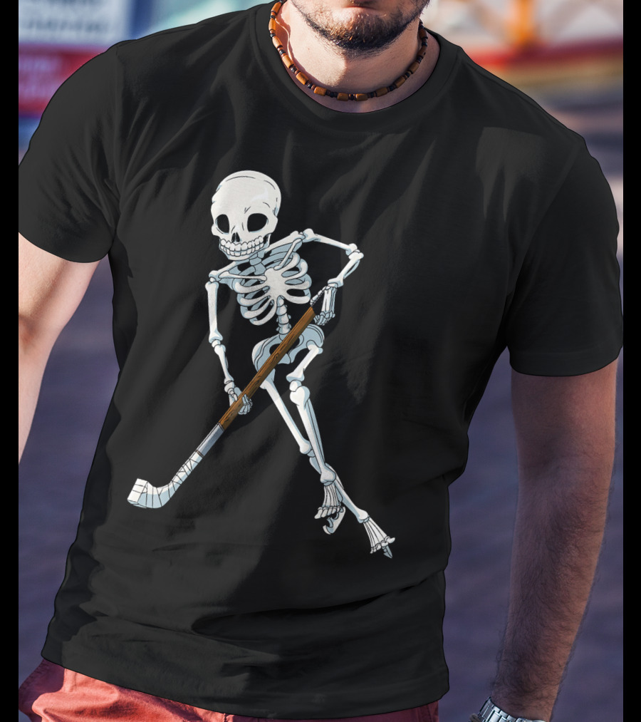 Skeleton Hockey Player Iconic Skating Pose T-Shirt