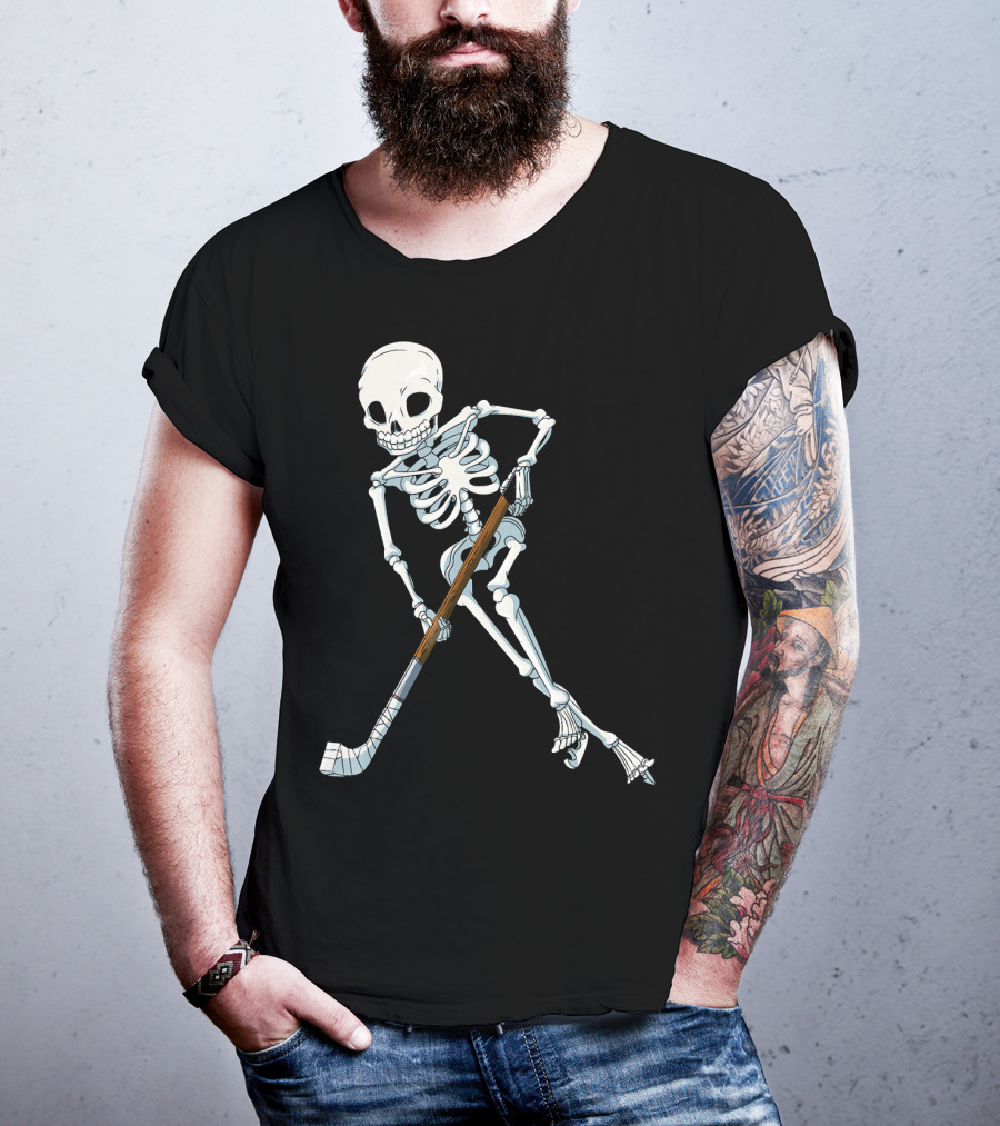 Skeleton Hockey Player Iconic Skating Pose T-Shirt