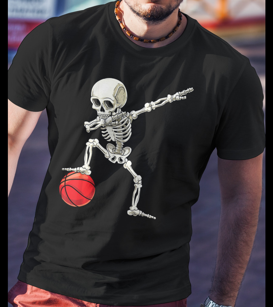 Dab Skeleton Dabbing Basketball Skeleton Pose T-Shirt