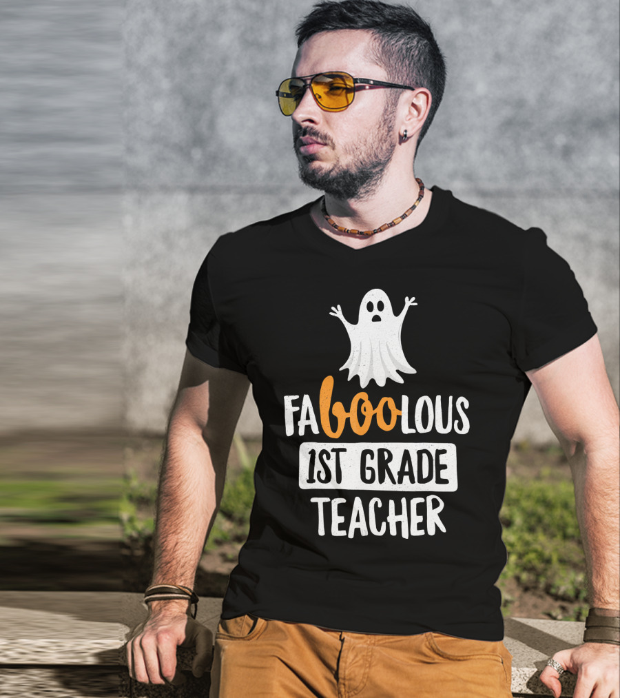 Faboolous 1st Grade Teacher Ghost Halloween T-Shirt