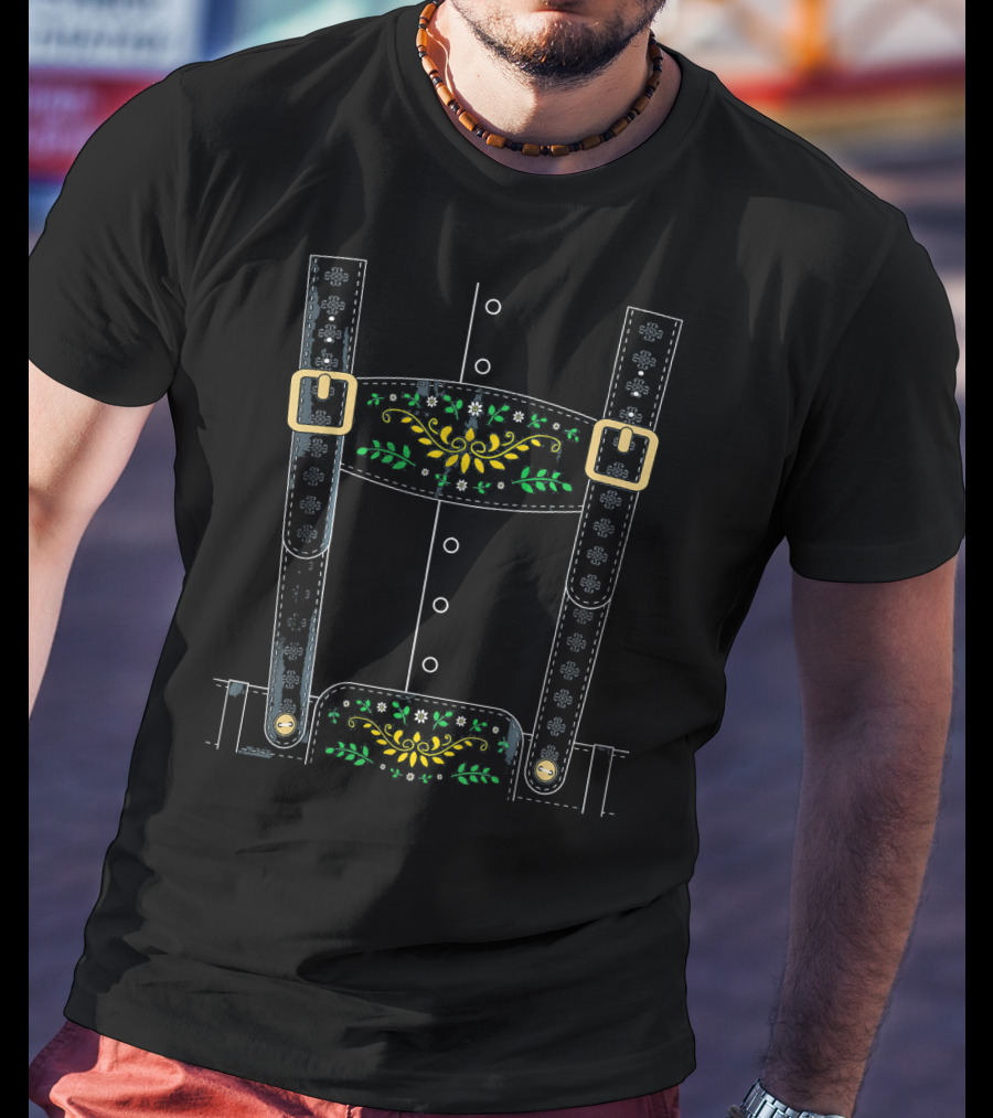 Lederhosen Oktoberfest Bavarian Floral Harness T-Shirt