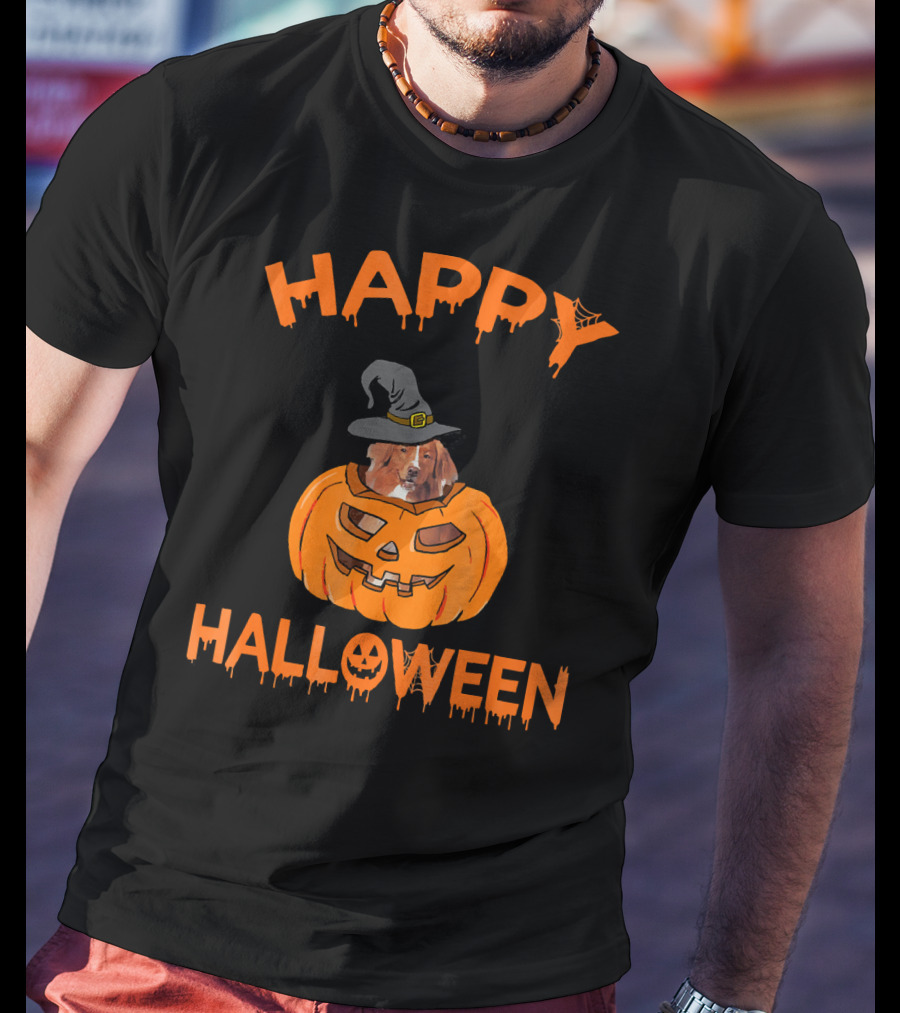 Happy Halloween Nova Scotia Duck Tolling Retriever Pumpkin T-Shirt