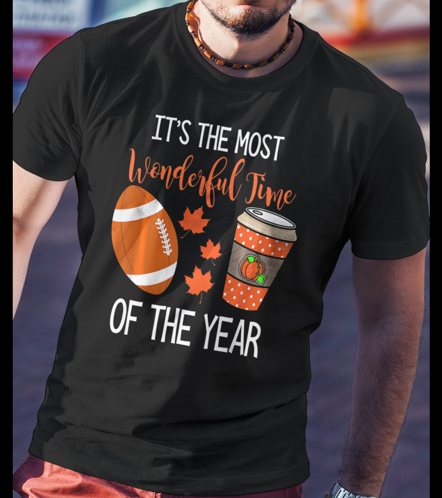 It's The Most Wonderful Time Of The Year Thanksgiving Halloween Pumpkin Football T-Shirt