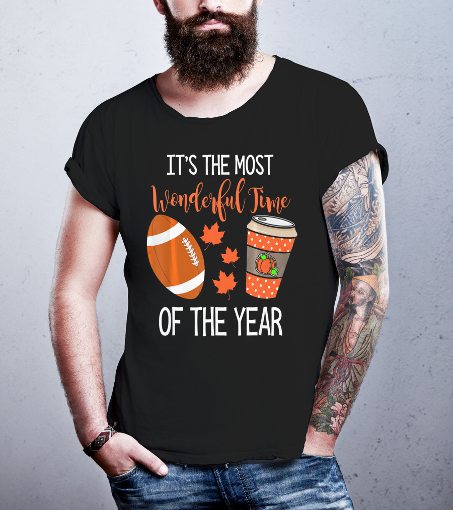 It's The Most Wonderful Time Of The Year Thanksgiving Halloween Pumpkin Football T-Shirt