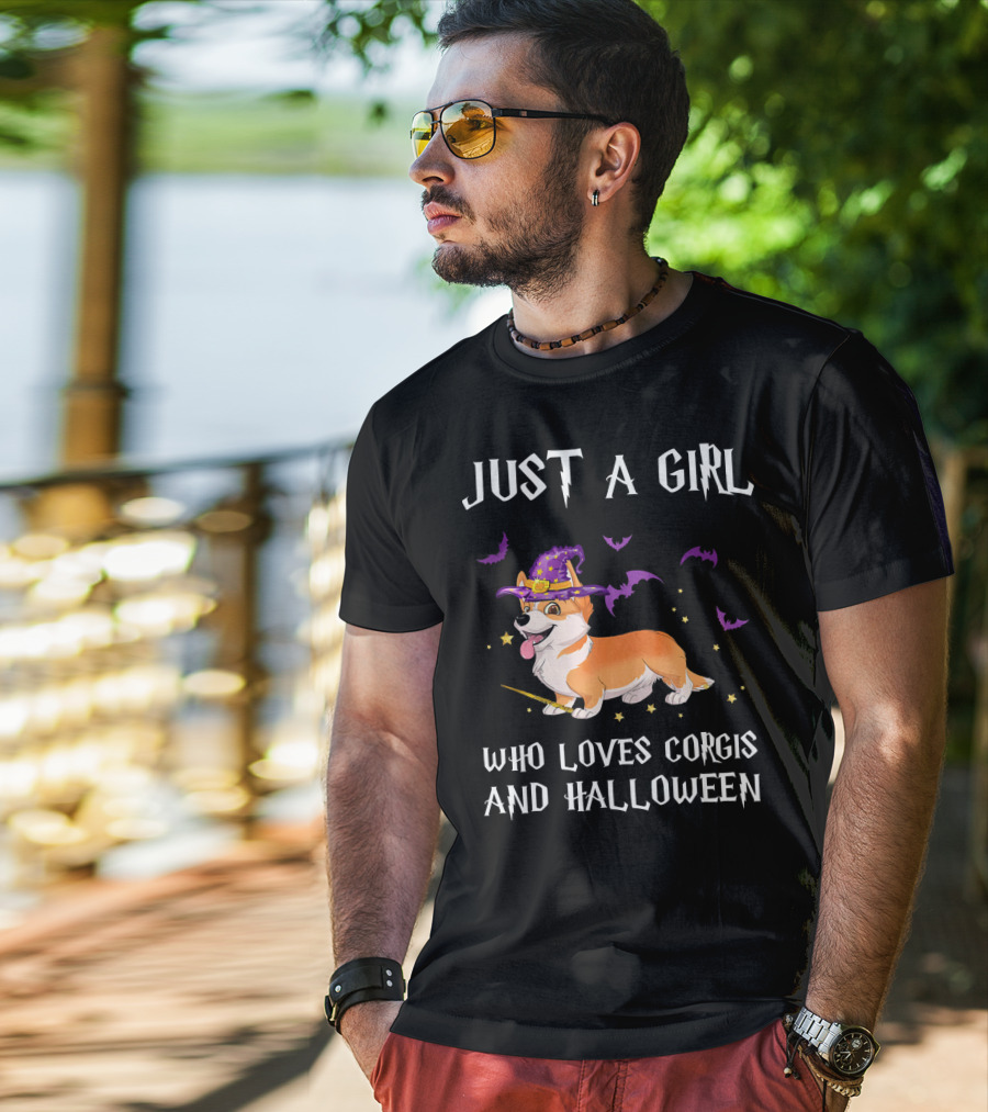 Just A Girl Who Loves Corgis And Halloween T-Shirt