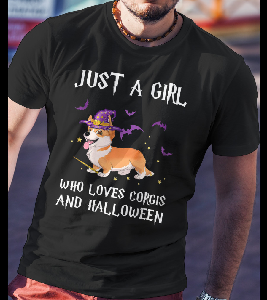 Just A Girl Who Loves Corgis And Halloween T-Shirt