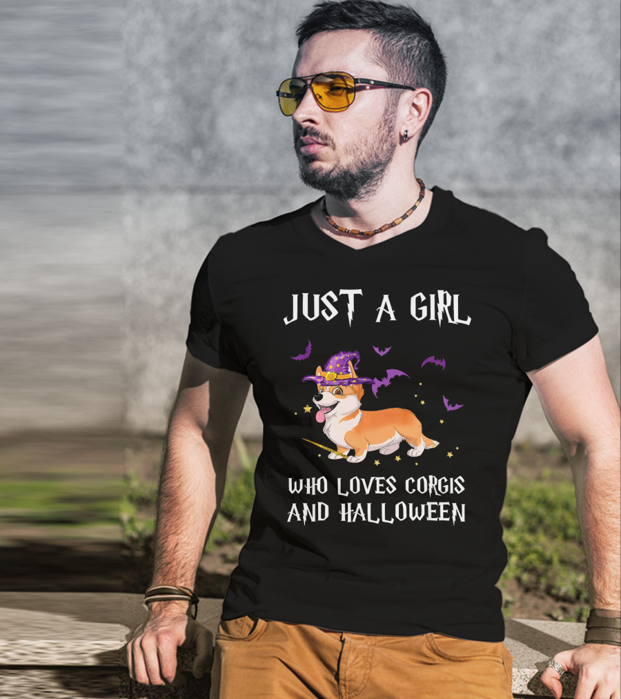 Just A Girl Who Loves Corgis And Halloween T-Shirt