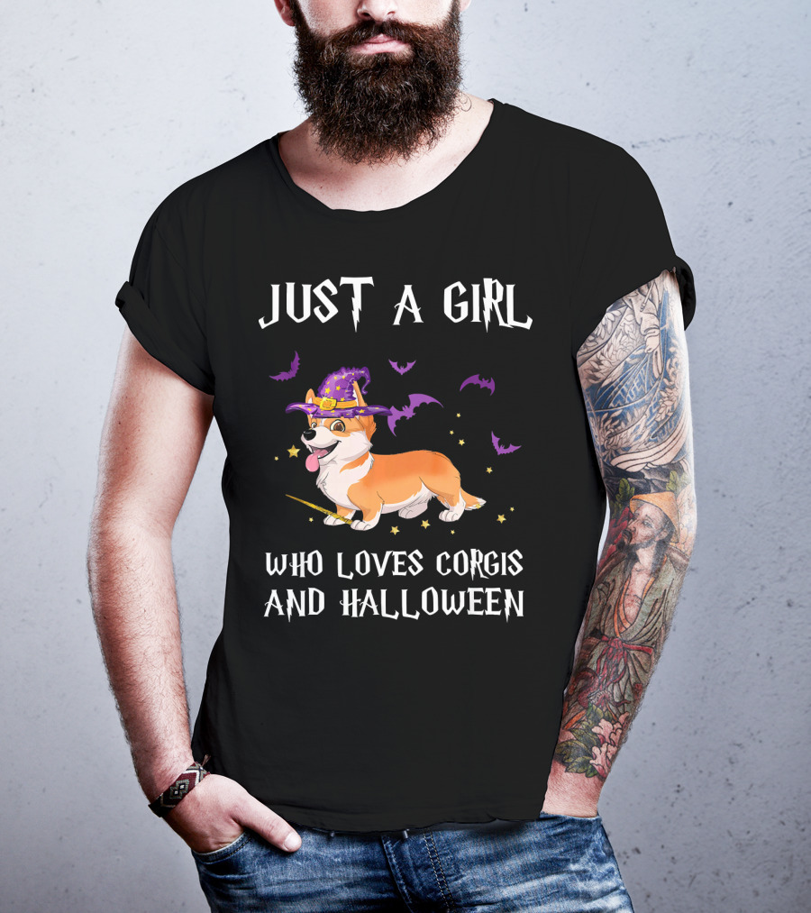 Just A Girl Who Loves Corgis And Halloween T-Shirt
