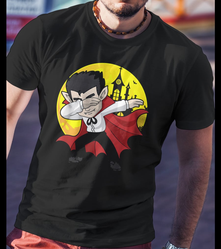 Vampire Dabbing Halloween Costume Dab Moon Castle T-Shirt