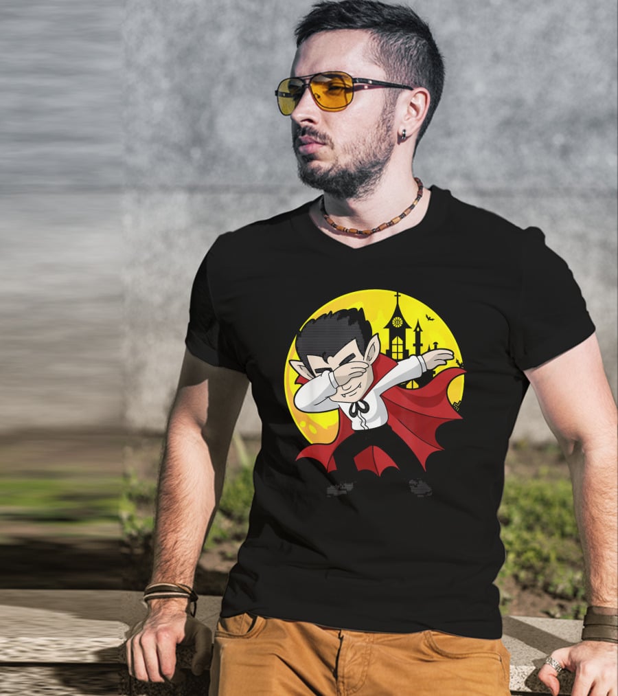 Vampire Dabbing Halloween Costume Dab Moon Castle T-Shirt