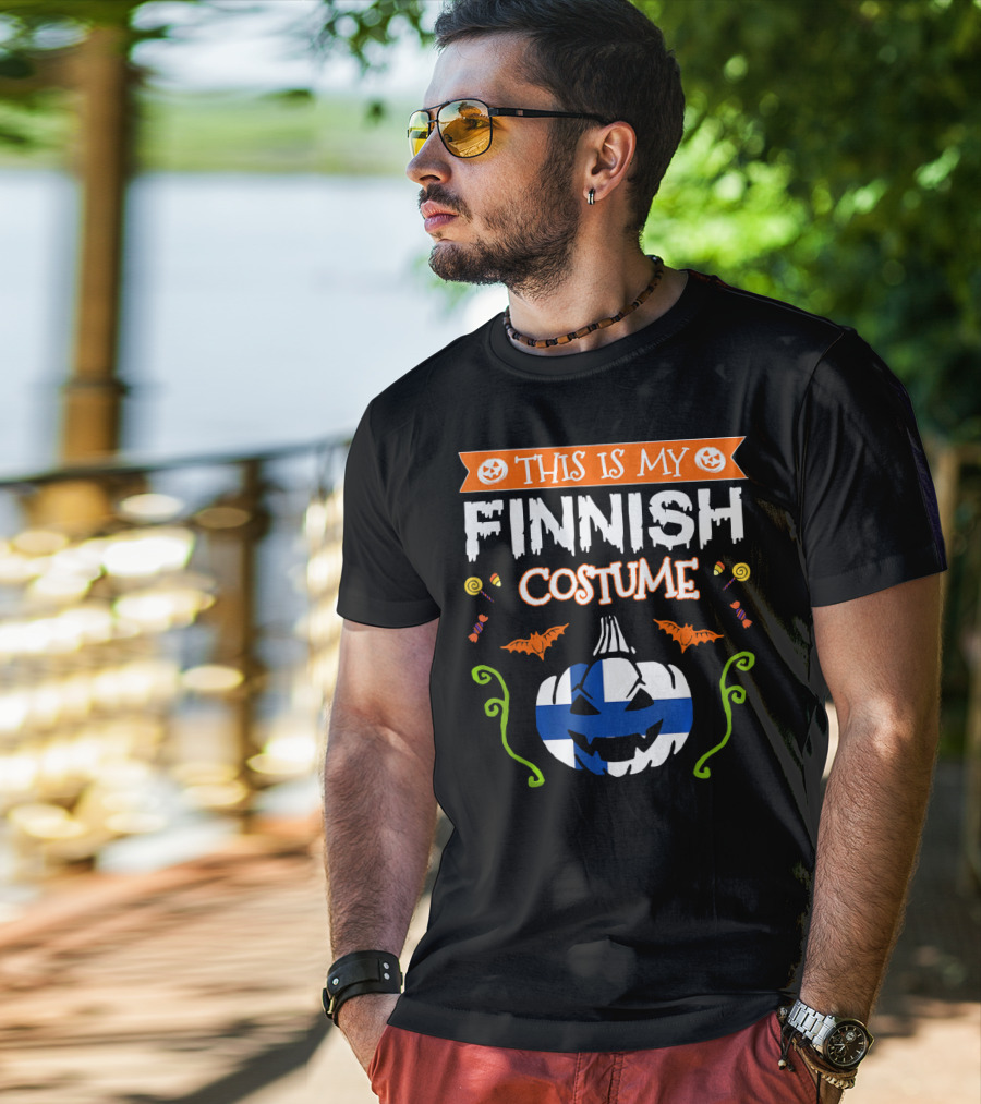 This Is My Finnish Costume Halloween Pumpkin With Finland Flag T-Shirt