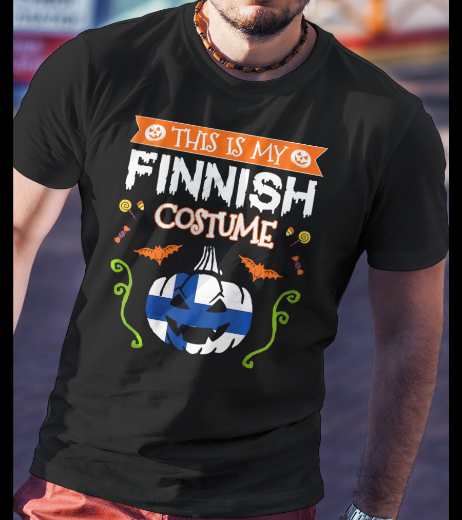 This Is My Finnish Costume Halloween Pumpkin With Finland Flag T-Shirt