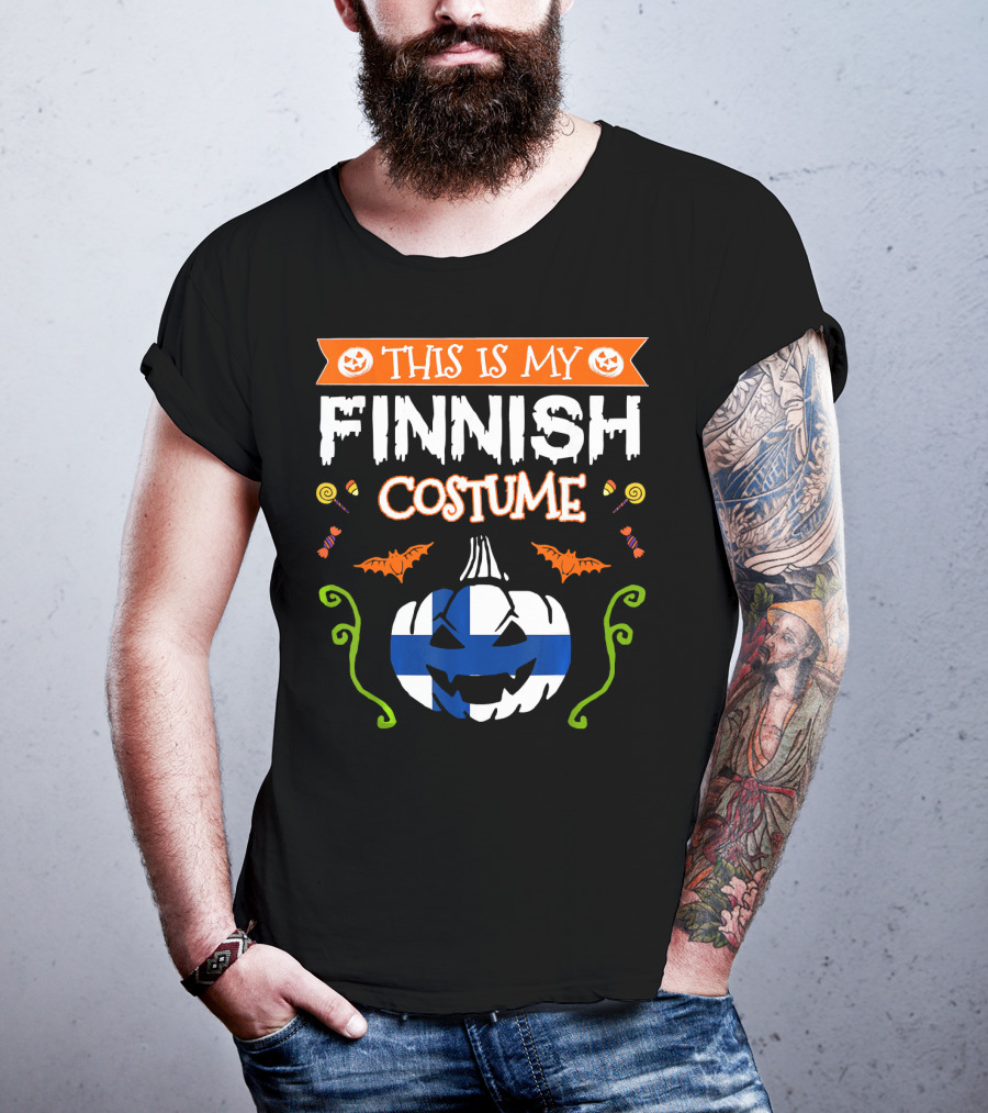 This Is My Finnish Costume Halloween Pumpkin With Finland Flag T-Shirt