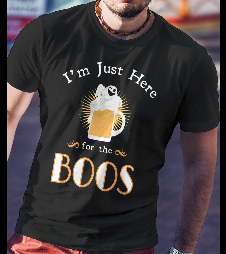 I'm Just Here For The Boos Beer Mug Ghost Halloween Fun T-Shirt
