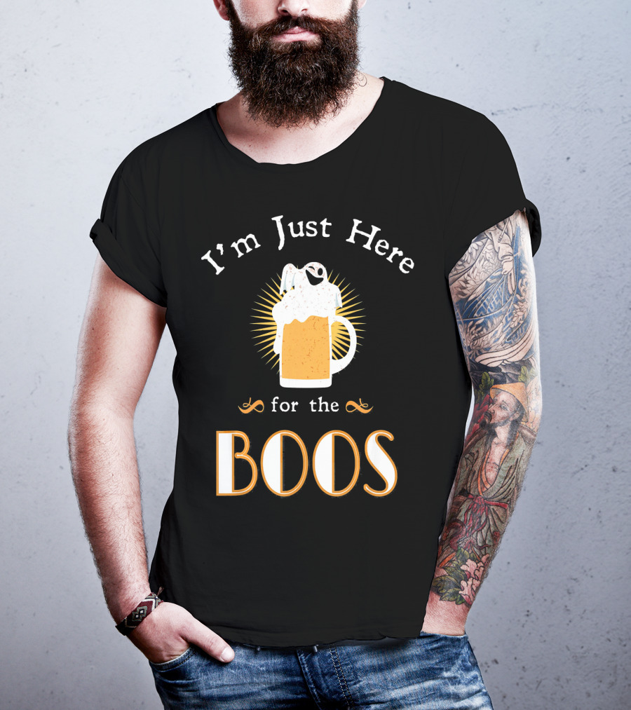 I'm Just Here For The Boos Beer Mug Ghost Halloween Fun T-Shirt