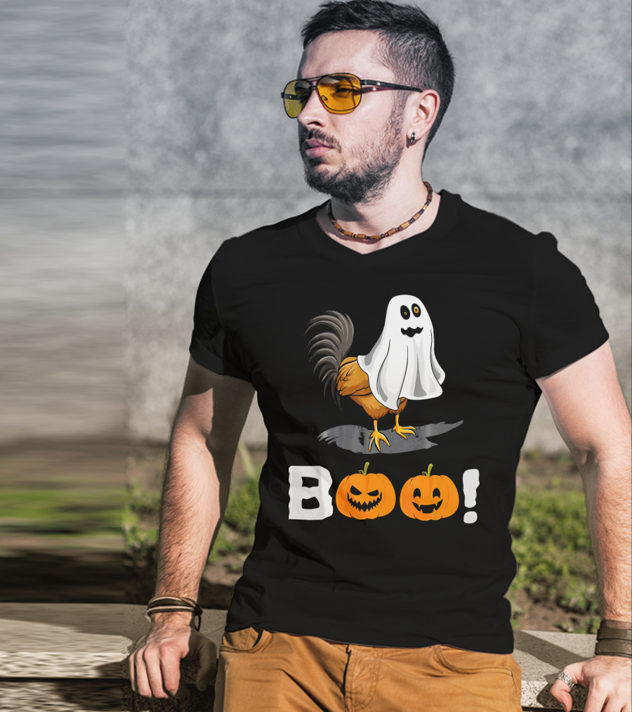 Boo Chicken Halloween Costume With Pumpkins T-Shirt
