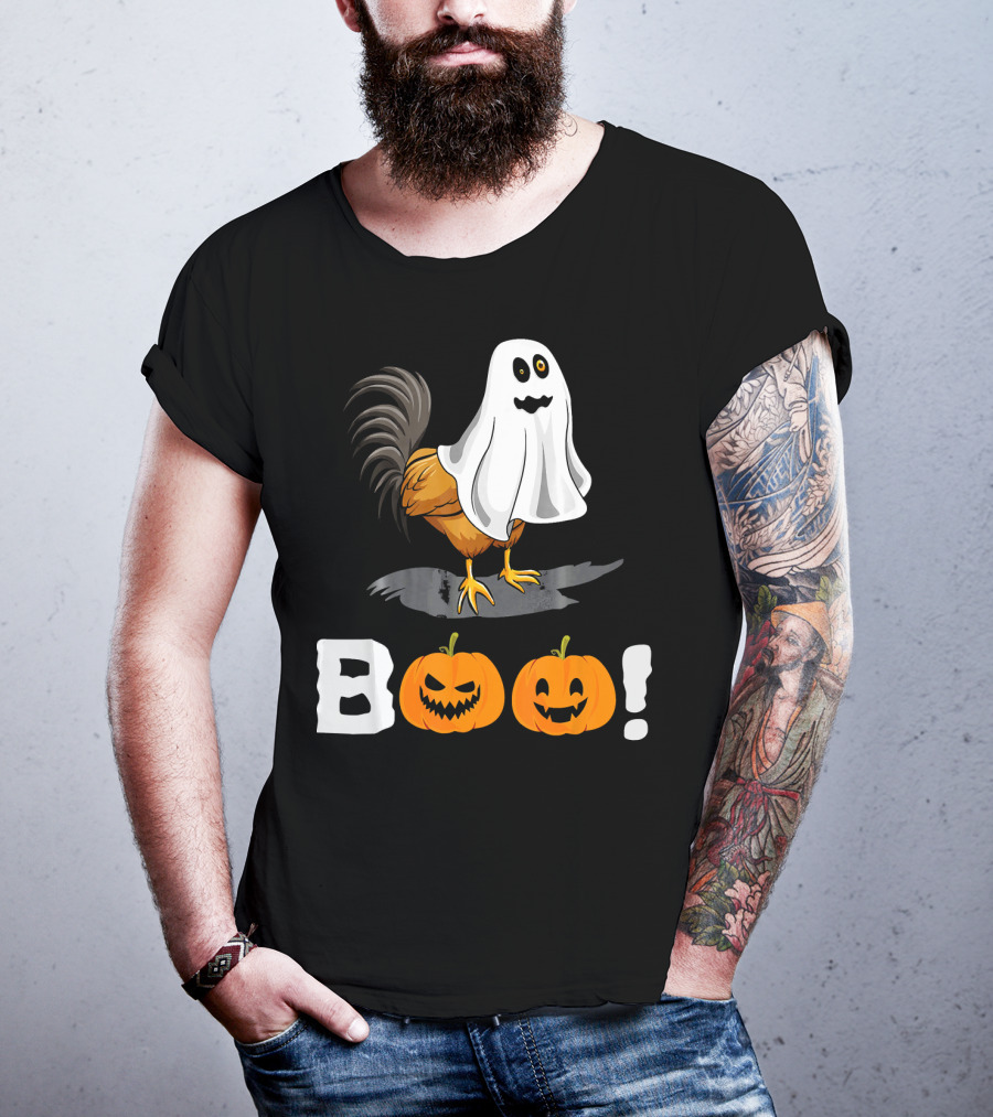 Boo Chicken Halloween Costume With Pumpkins T-Shirt