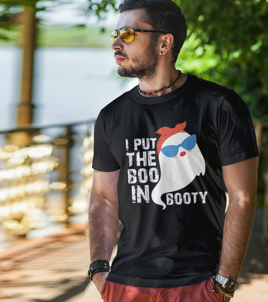 I Put The Boo In Booty Ghost With Sunglasses And Red Bandana T-Shirt