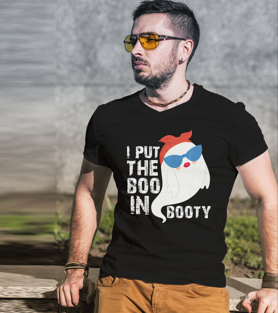 I Put The Boo In Booty Ghost With Sunglasses And Red Bandana T-Shirt