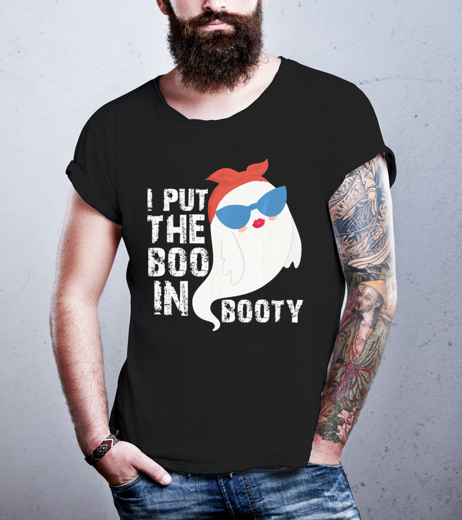 I Put The Boo In Booty Ghost With Sunglasses And Red Bandana T-Shirt