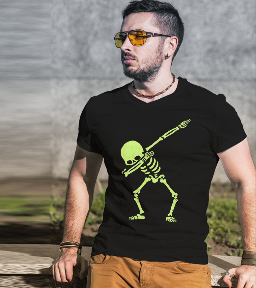 Dabbing Skeleton Glow In The Dark Hip Hop Skull T-Shirt