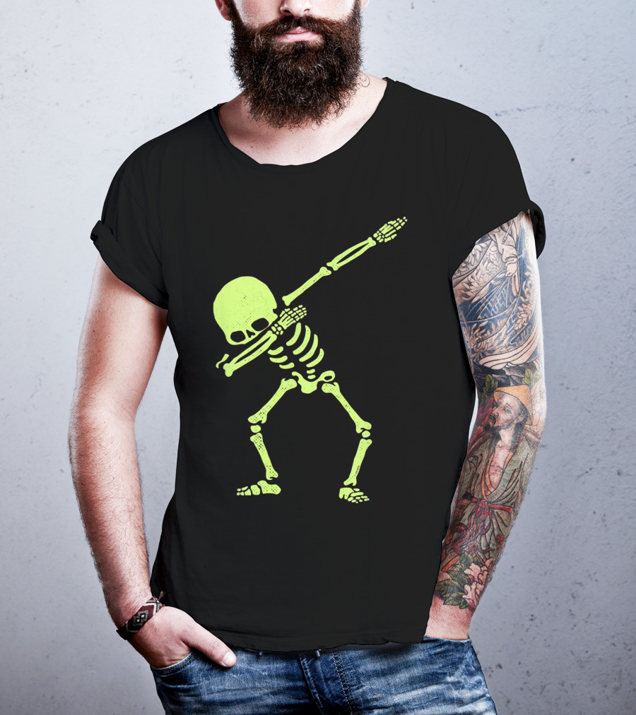 Dabbing Skeleton Glow In The Dark Hip Hop Skull T-Shirt
