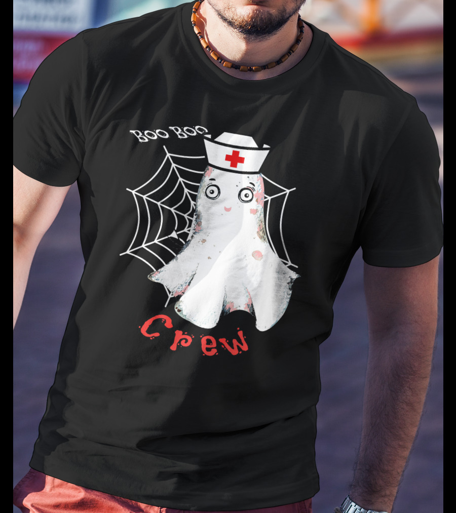 Boo Boo Crew Nurse Ghost Halloween Costume Spooky Spiderweb T-Shirt