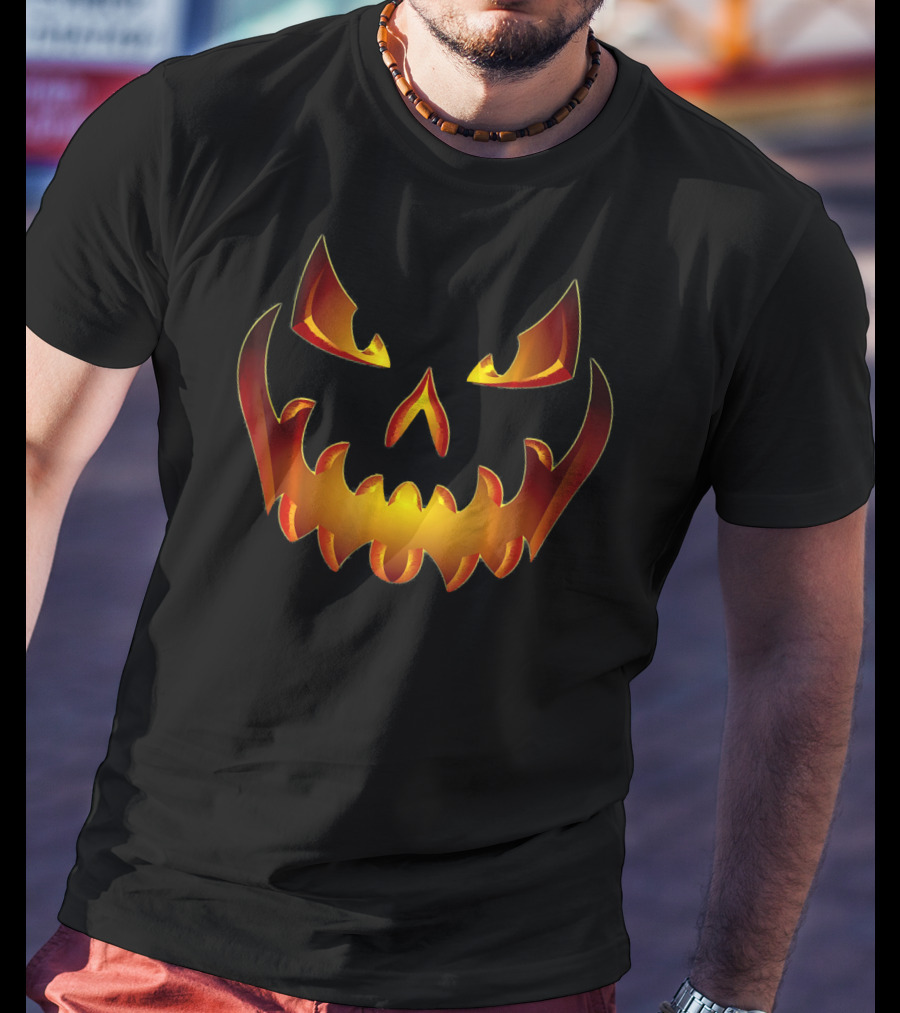 Spooky Halloween Scary Pumpkin Jack O Lantern Face T-Shirt