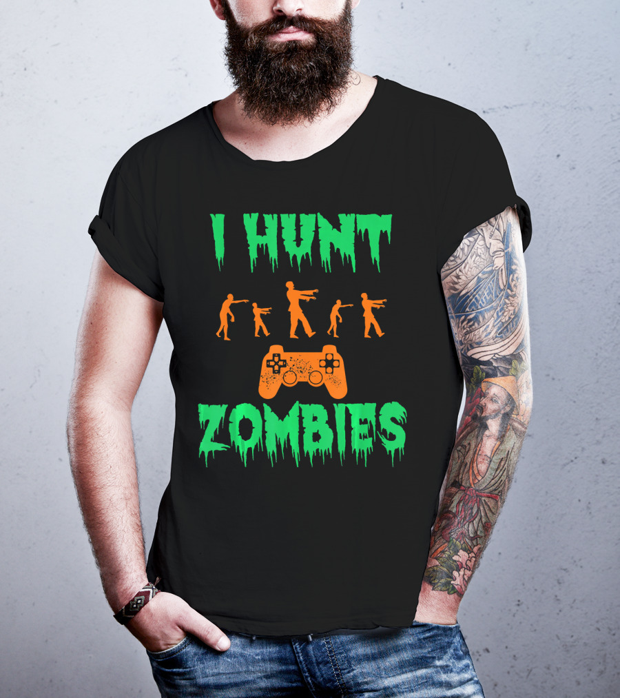 I Hunt Zombies Funny Halloween Video Gamer Costume T-Shirt