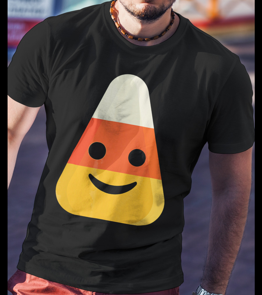 Candy Corn Smiling Emoji Face T-Shirt