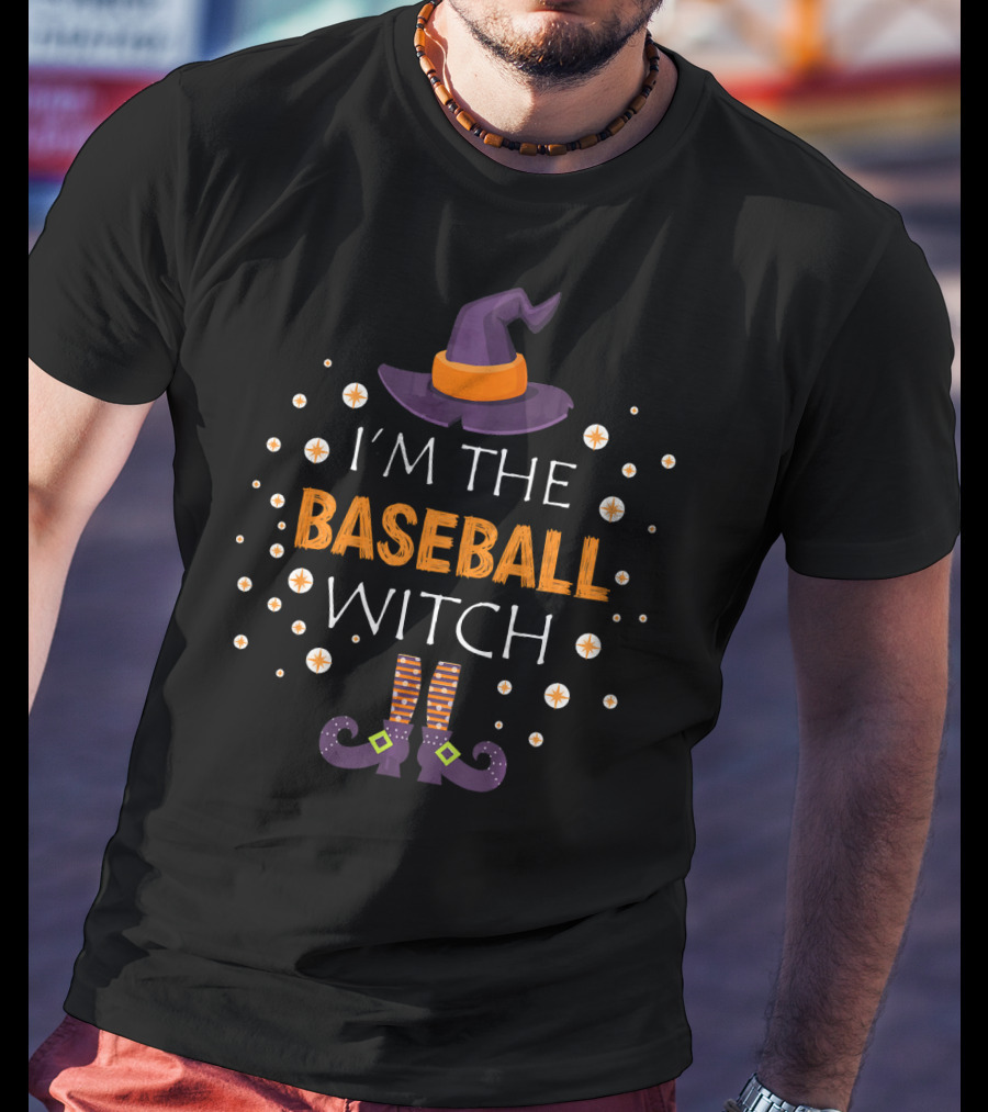 I'M THE BASEBALL WITCH Halloween Hat Boots T-Shirt