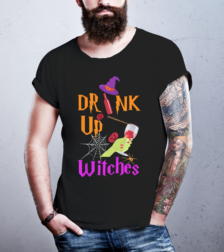 Drink Up Witches Halloween Costume Wine Dark Vibe T-Shirt