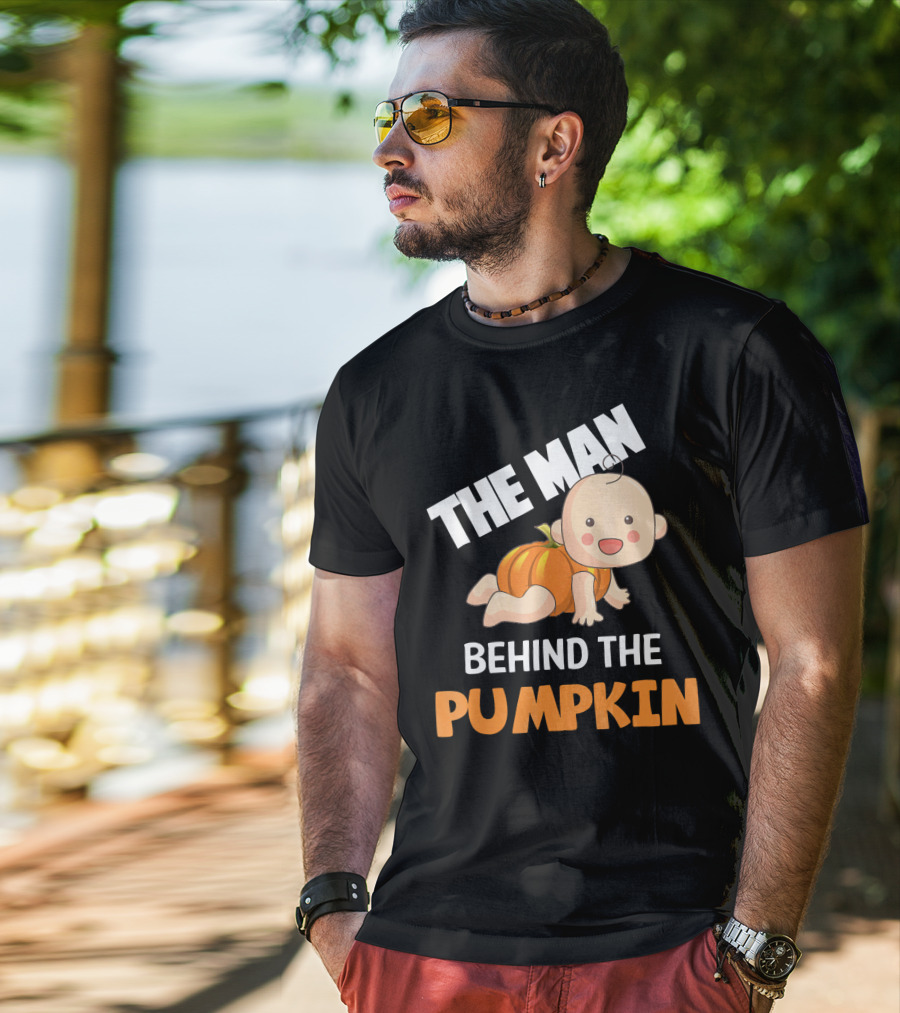 The Man Behind The Pumpkin Halloween Baby Costume Humor T-Shirt