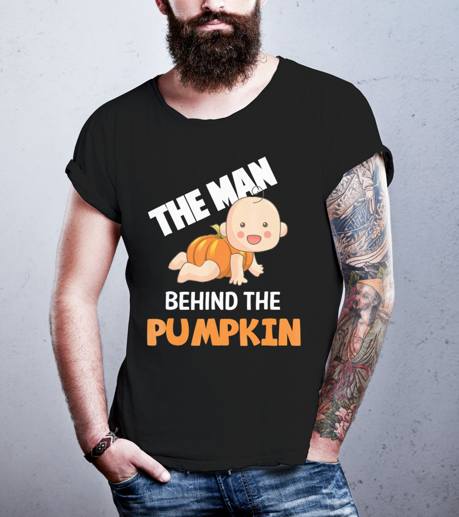 The Man Behind The Pumpkin Halloween Baby Costume Humor T-Shirt