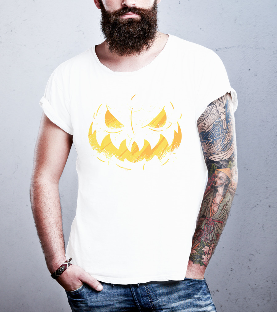Jack O Lantern Cracked Grinning Pumpkin Face T-Shirt