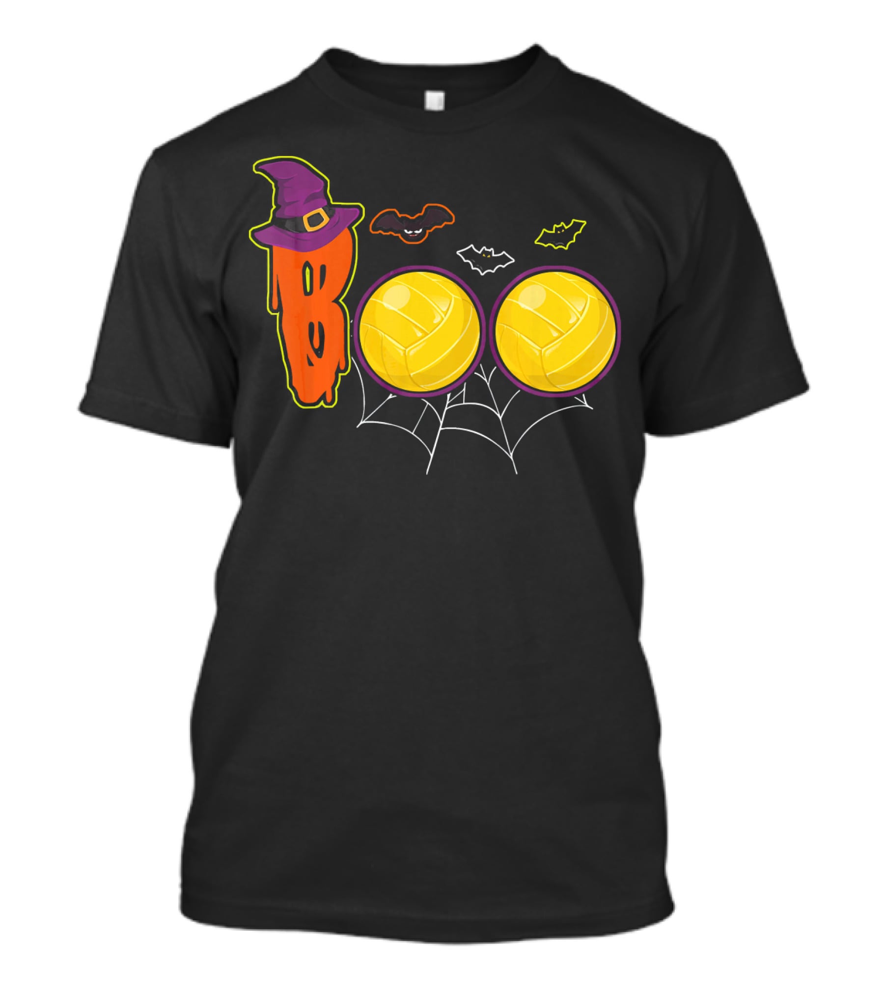 Boo Ghost Volleyball Witch Hat Spiderweb Halloween T-Shirt