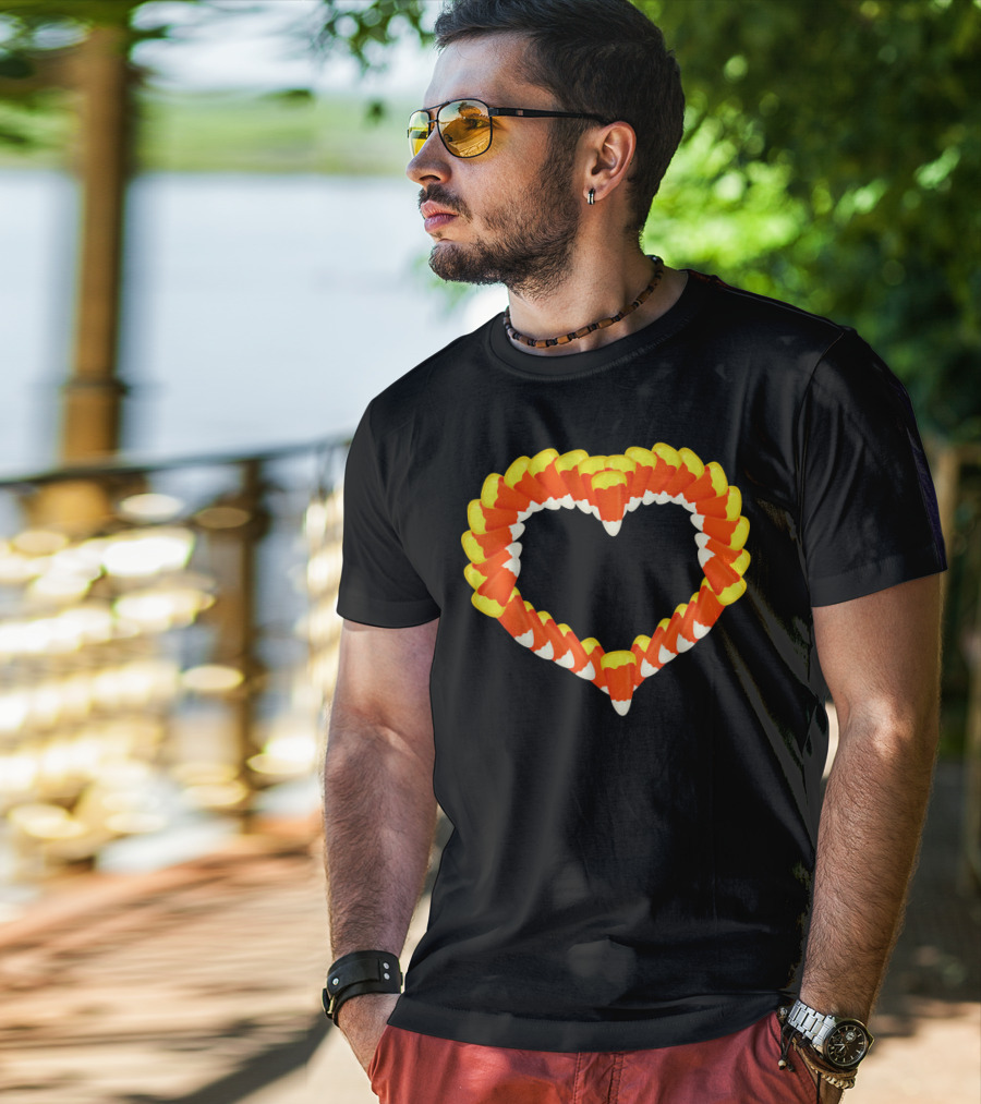 Heart Of Halloween Candy Corn Trick Or Treat T-Shirt