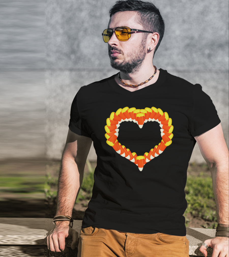 Heart Of Halloween Candy Corn Trick Or Treat T-Shirt
