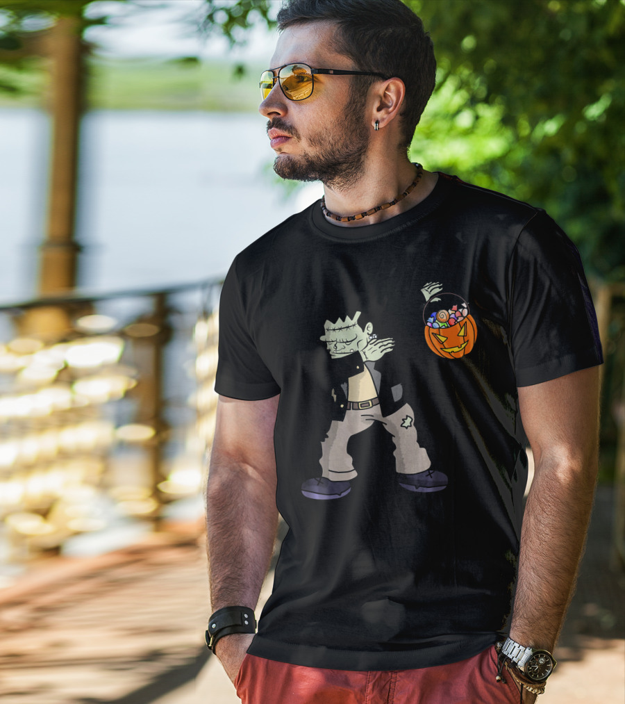 Happy Daboween Frankenstein Dab Candy Bucket T-Shirt