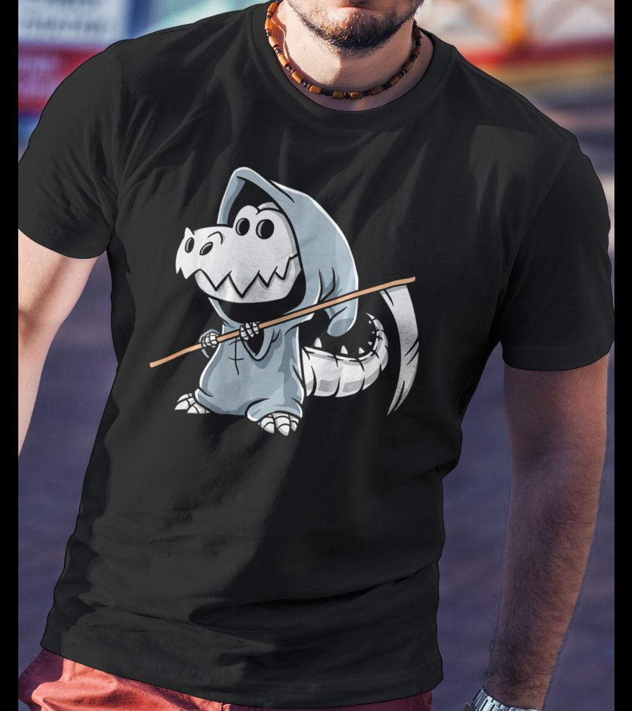 T Rex Skeleton Dino Grim Reaper Dinosaur Hoodie Scythe T-Shirt