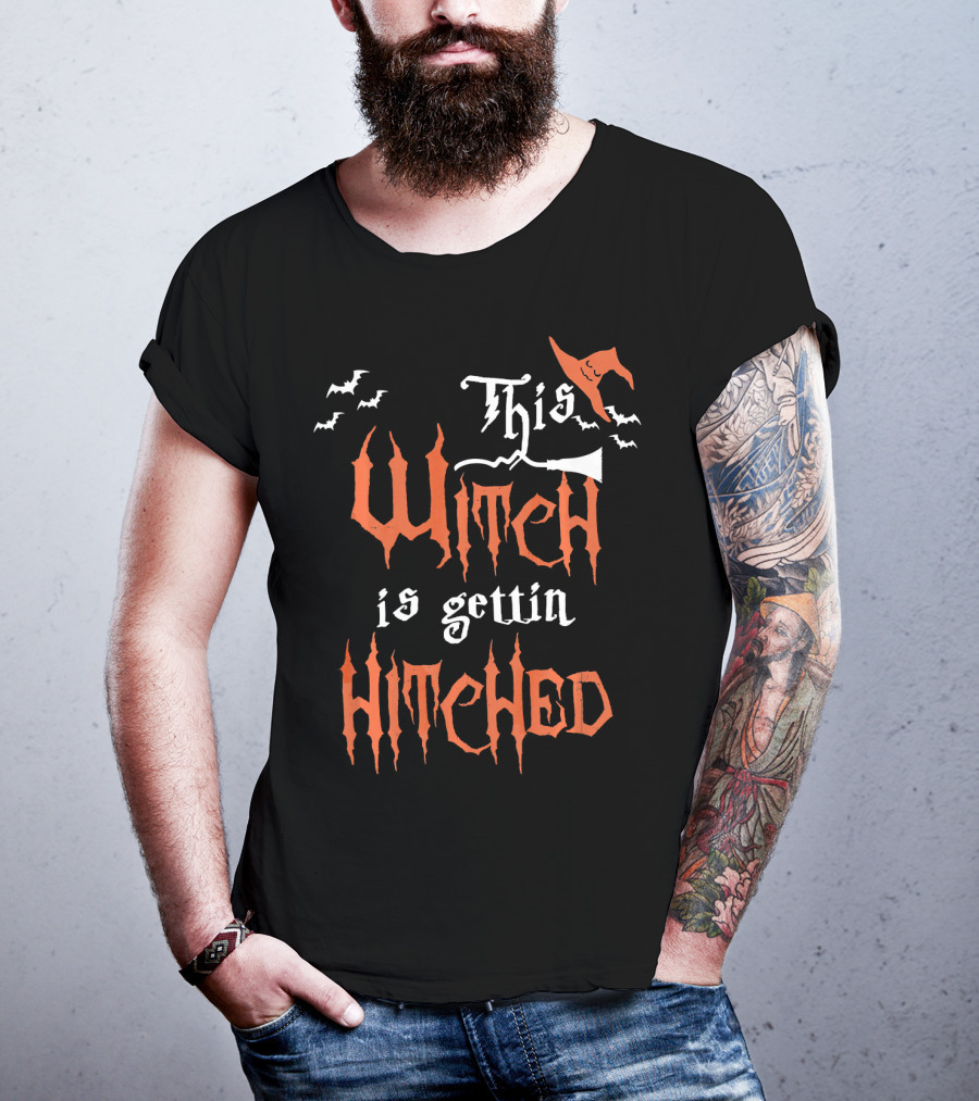 This Witch Is Gettin Hitched With Bats And Pointy Hat T-Shirt