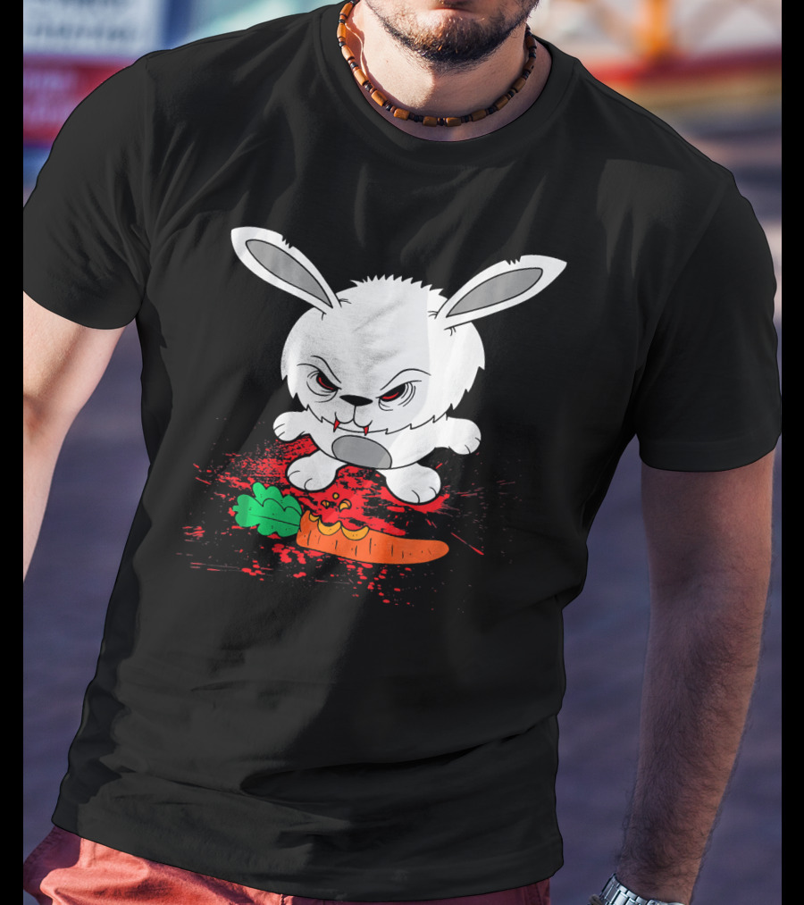 Funny Halloween Scary Zombie Rabbit Bunny With Carrot T-Shirt