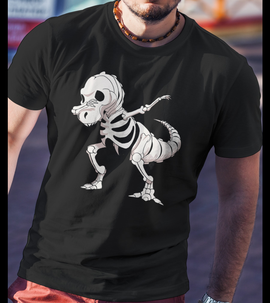 Funny Dabbing Dinosaur Skeleton T-Shirt