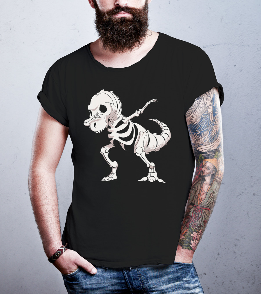 Funny Dabbing Dinosaur Skeleton T-Shirt