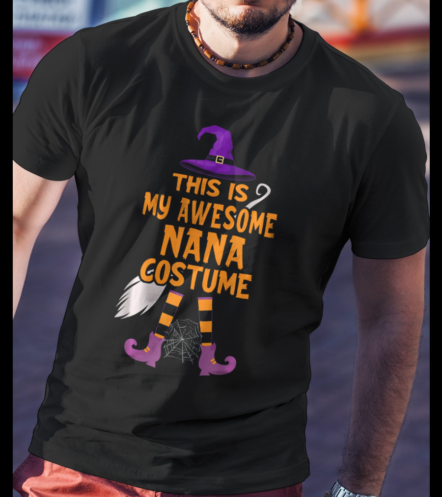This Is My Awesome Nana Costume Witch Hat Broom Spider Web T-Shirt